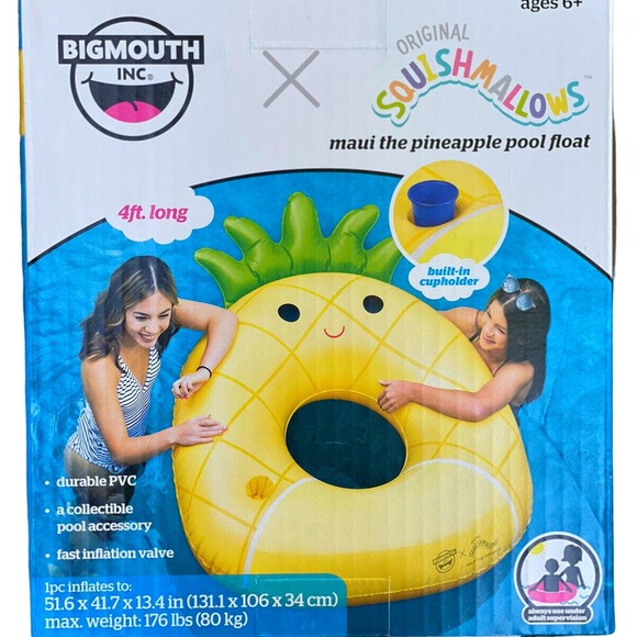 BigMouth, Squishmallows Maui the Pineapple Pool Float, 51.6" x 41.7" x 13.4" - Picture 2 of 9